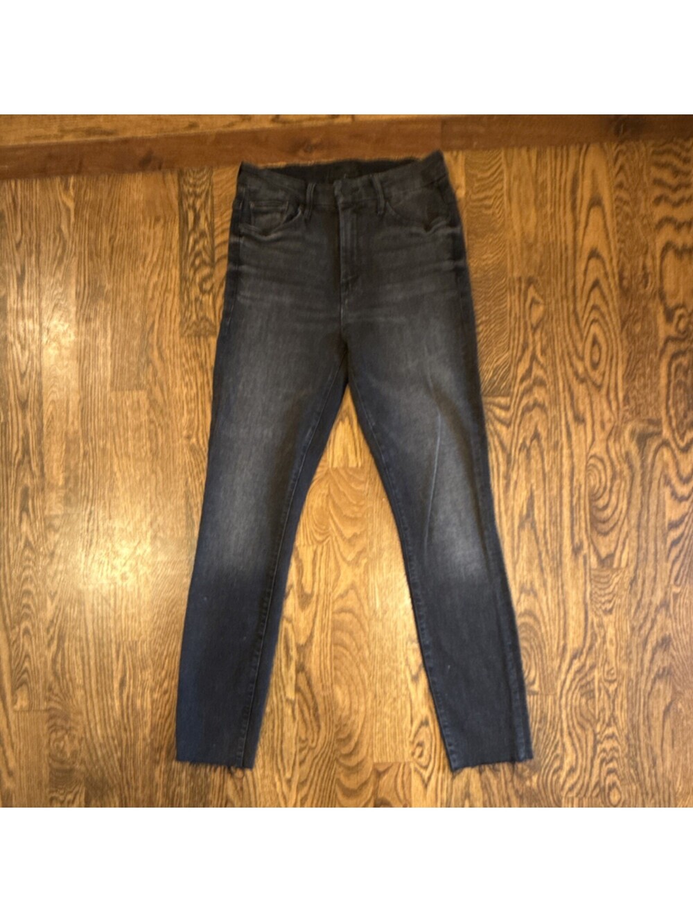 MOTHER 25 High Rise Ankle Fray Skinny Jeans Black Dark Wash 5-Pocket Women